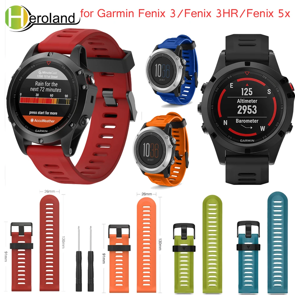 26mm Watch Strap For Garmin Fenix 3 / Fenix 3HR Band with tools Outdoor Sport Silicone Watchband for Garmin Fenix 5X / d2 bravo