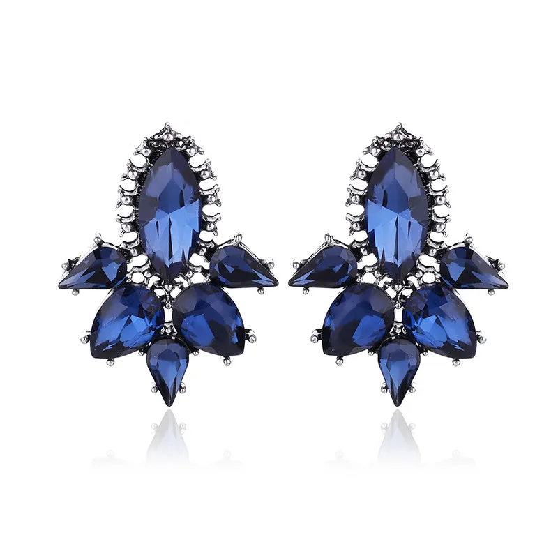 Colorful Acrylic Crystal Stone Waterdrop Stud Earrings Fashion Rhinestone Piercing Earrings Women Party Jewelry 2019 New