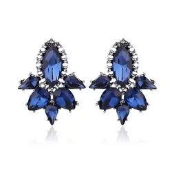 Colorful Acrylic Crystal Stone Waterdrop Stud Earrings Fashion Rhinestone Piercing Earrings Women Party Jewelry 2019 New
