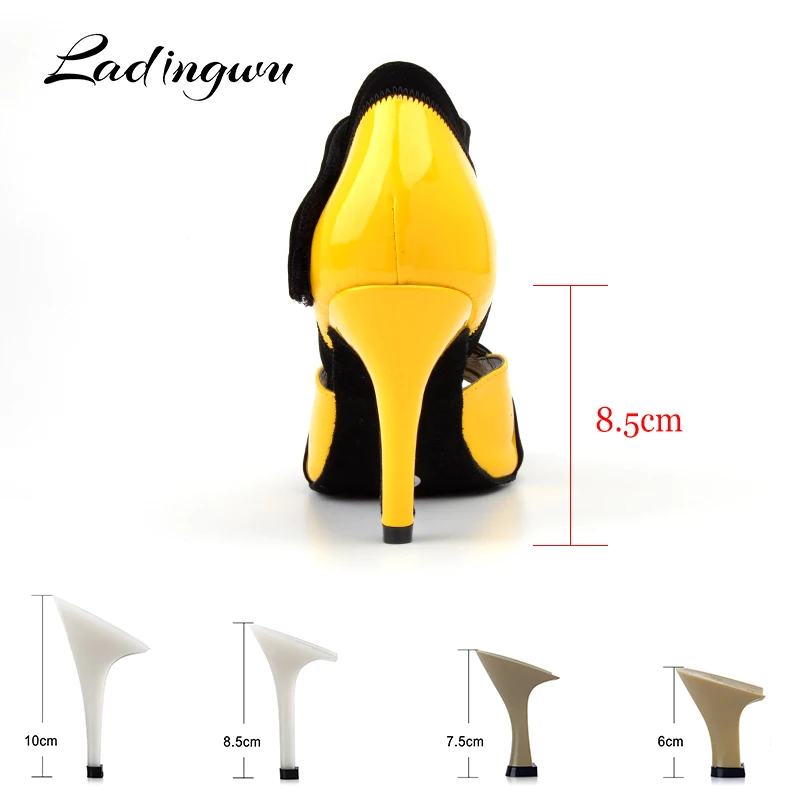 Ladingwu Yellow Shoes Dance Latin Women Tango Waltz Dance Shoes PU Ballroom Dancing Shoes  Woman zapatos de baile latino mujer