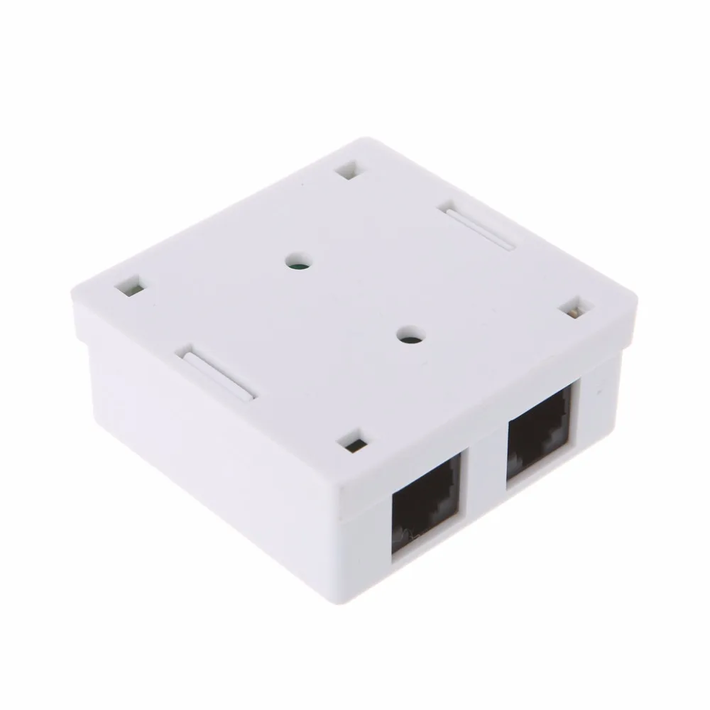 RJ45 Junction Box CAT5e Network Connector 2 Port Desktop Extension Cable Ethernet Box White