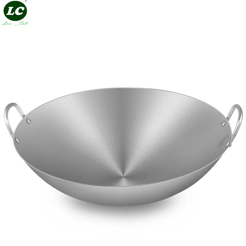 

Cooking Wok Utensil 34-80CM Camping Stainless Steel Cooking Wok Large Cookware Pan no Coating Pot Kitchen Cookware