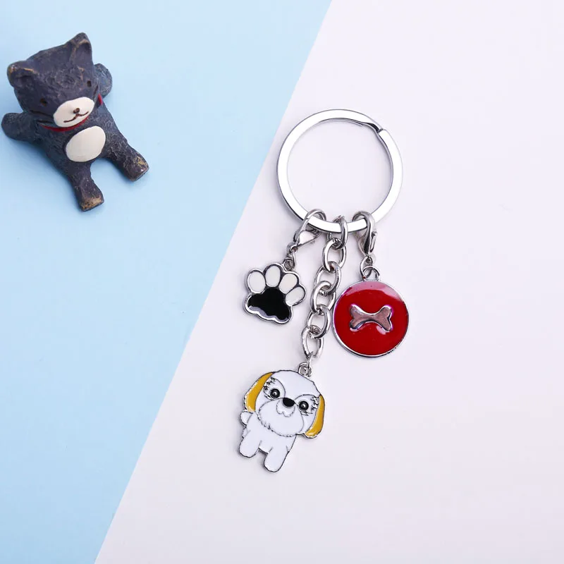 Keychain Cute Keychain Samoyed Key Chain Alloy Metal Pendant Bag Charm Pet Dogs Key Ring Women Jewelry Dog Lovers Fashion Gift