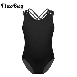 TiaoBug Kids One-piece Sleeveless Professional Ballet Leotard Girls Criss-Cross Strap Gymnastics Leotard Child Ballet Dance Wear