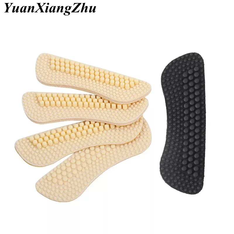 1Pair New Massage Silicone Inserts Fashion Soft Sticky Silica Gel Fabric Shoe Pads Liner Grips Back Heel Inserts Insoles Black