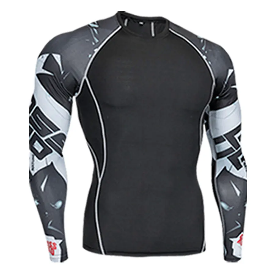 Men Compression Long Sleeve Quick-drying T-shirt tights shirts leggings MMA Tight thermo shirt 2019 brand men tracksuit 4XL