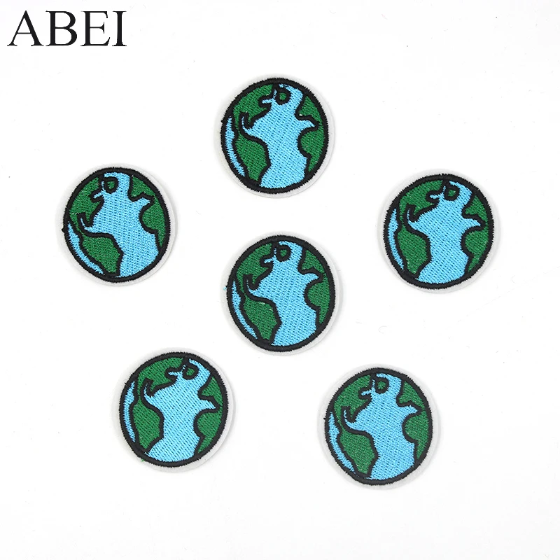 10pcs/lot Diy Embroidered Earth Patches Iron On Star Appliques Sewing Clothes Bags Jeans Coats Motif Badge Apparel Stickers