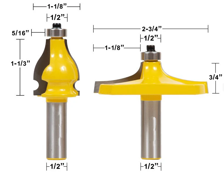 2 Bit Handrail Router Bit Set - Standard/Bead Woodworking cutter Tenon Cutter for Woodworking Tools