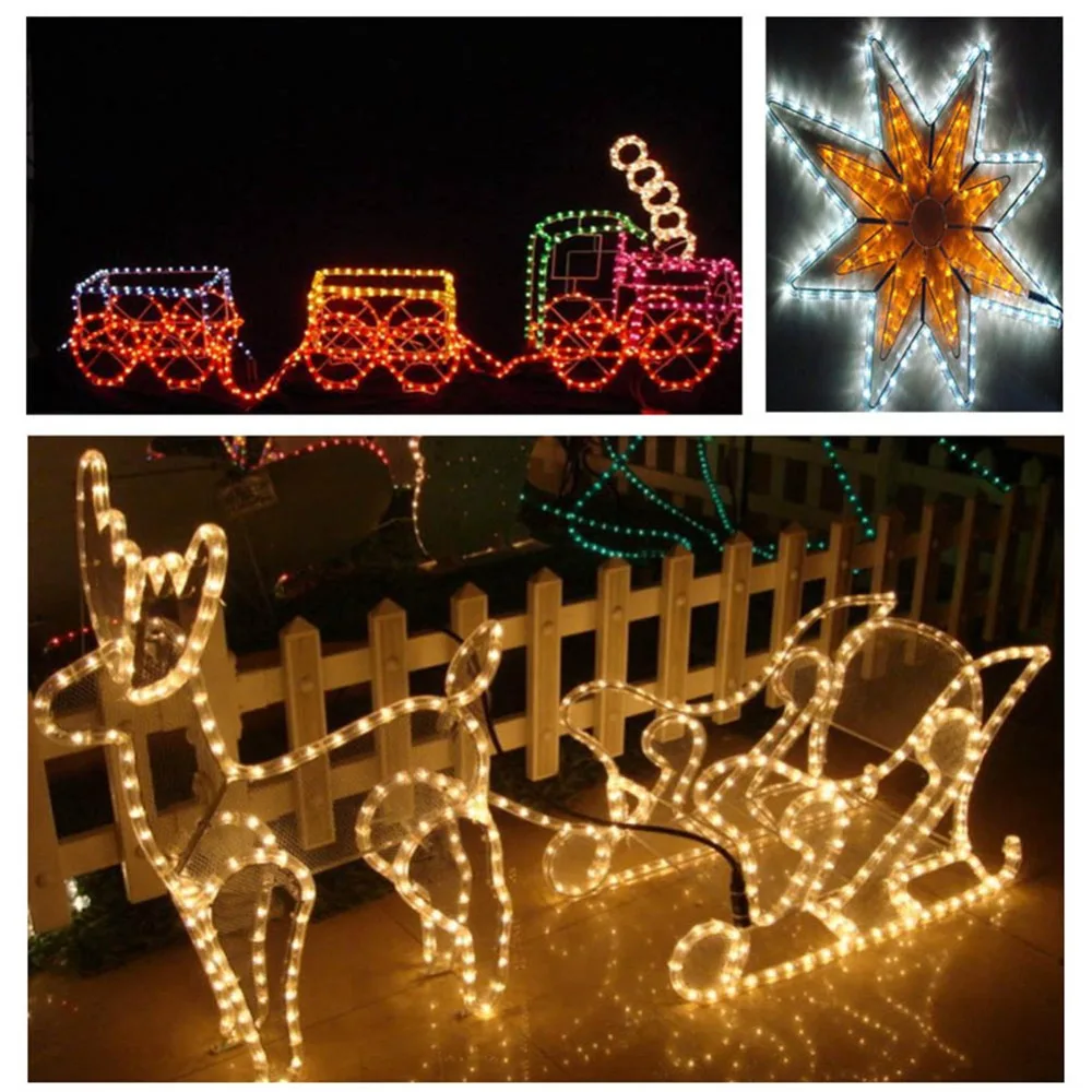 Tira de luces LED de neón para decoración de fiestas navideñas, señal de neón impermeable, tubo de arcoíris para exteriores, CA de 220V