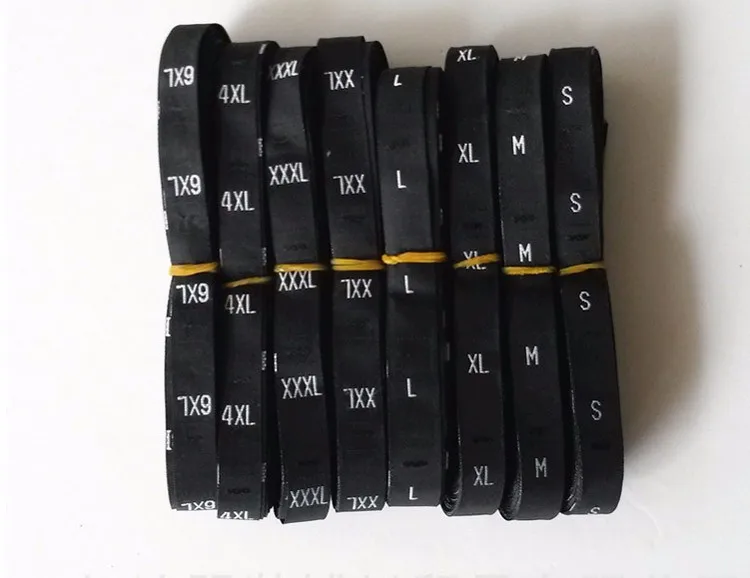 8Rolls/Lot(3600PCS) Garment Size Labels Clothing Woven Tags XS-6XL White Or Black Color