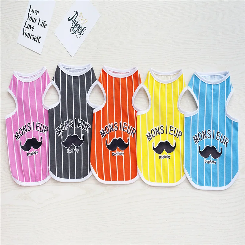 New Fashion Small Dog Clothes Cotton Puppy T-shirt Vest Striped Summer Waistcoat For Pet Cat Doggie Teddy Chihuahua S/M/L/XL/XXL