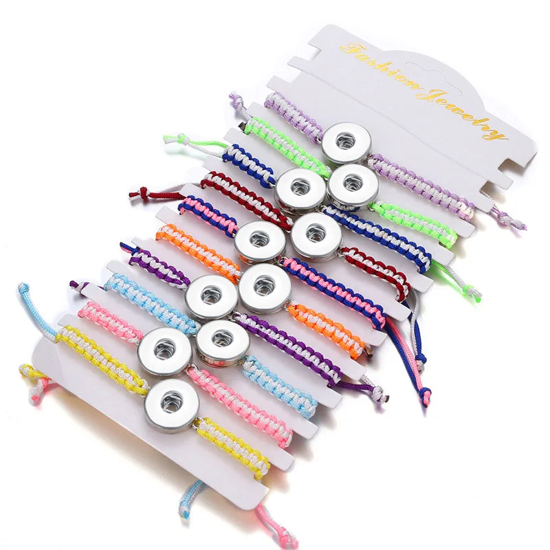 Fashion Colorful beauty manual Rope snap bracelets 18cm adjustable fit 18mm snap buttons wholesale SE0191