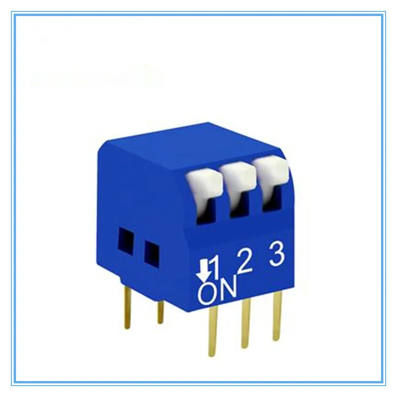 100 pcs/lot DIP Switch 3 Way 2.54mm Toggle Switch ,Blue Snap Switch,DIP Switch.