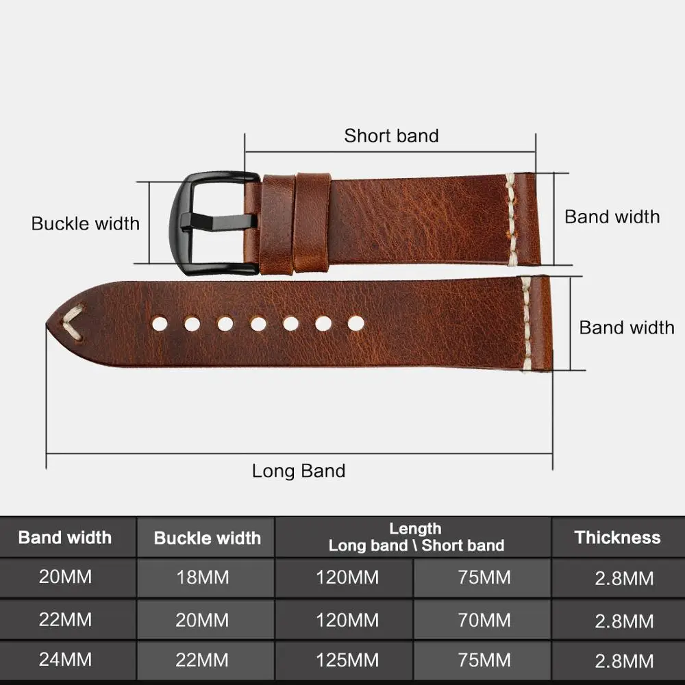 MAIKES Watch Accessories Watchbands 20mm 22mm 24mm Genuine Leather Watch Strap For samsung gear s3 / tissot Bracelets Watch Band