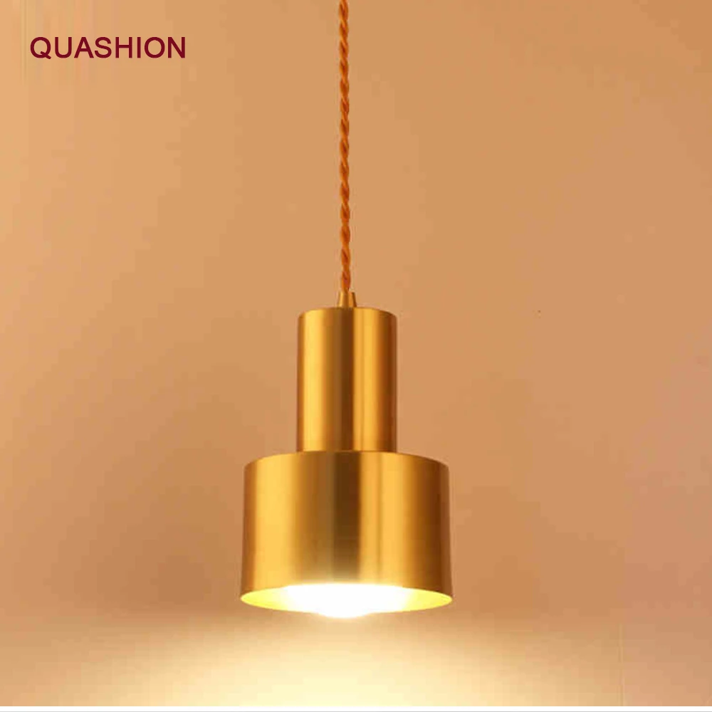 

Nordic Contracted Copper color Pendant Lights Gold decorative brass hanging lamp Europe industrial luminaire suspendu