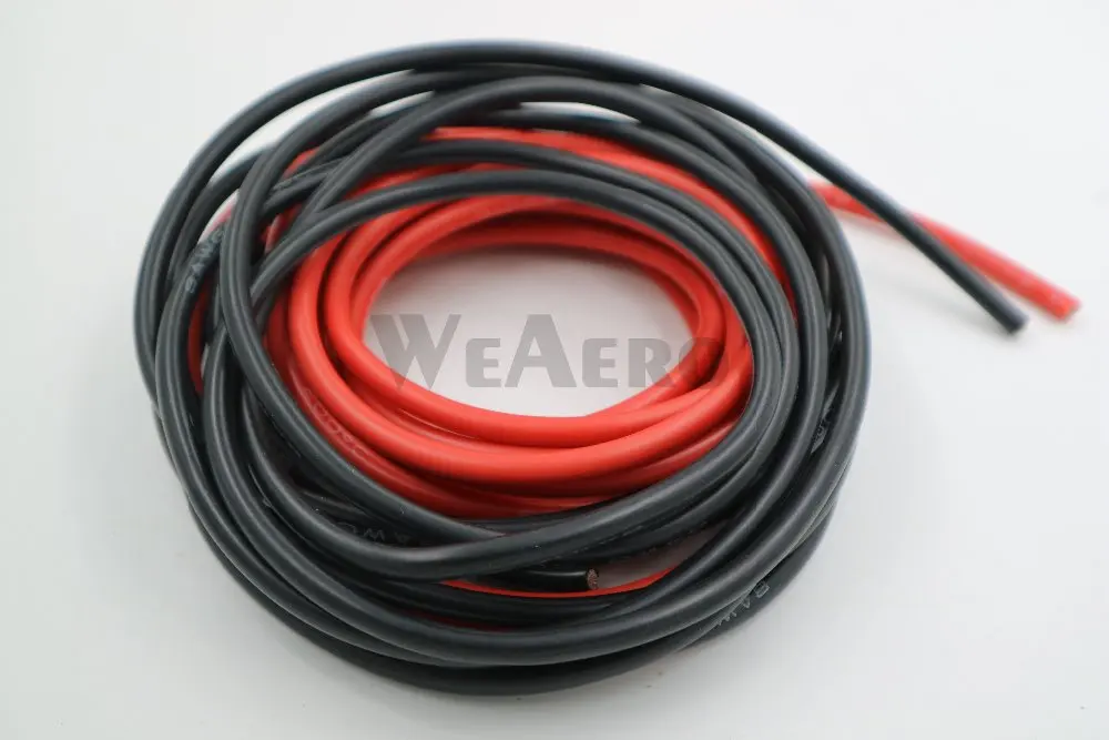 1 Meter Red and 1Meter Black Silicon Wire 8AWG 10AWG 12AWG 14AWG 16AWG 18AWG 22AWG Heatproof Soft Silicone Silica Gel Wire Cable