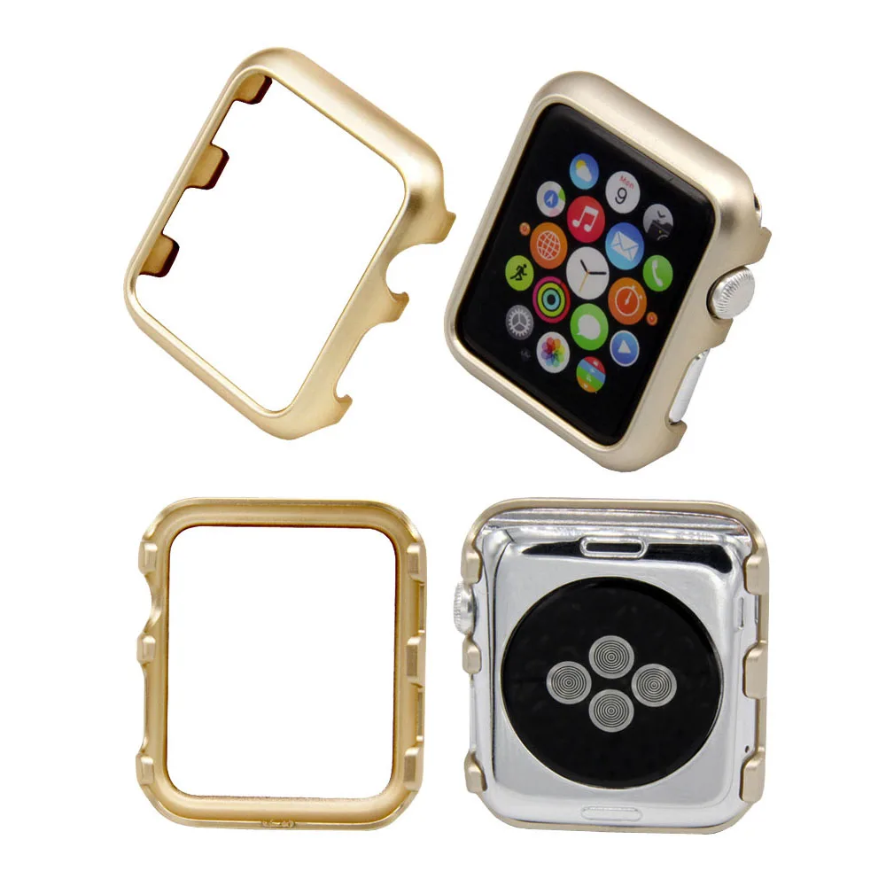 Case Cover for Apple Watch Band 42mm 38mm iWatch 3 2 1 Frame PC Protective Bumper Case Gold Plating Shell