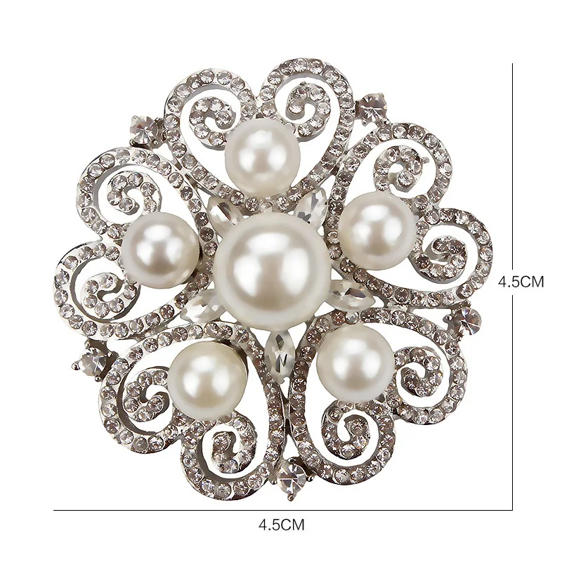 Retro palace crystal roses pearl round Flower brooch high-quality Rhinestone collar Shawl Scarf accessories pins jewelry H1040