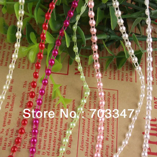 HOT SALE!!!! 7 Reels (50 yards /Reel) X 4mm FLAT BACK PEARL BEAD TRIM,Mix 7 colors, FREE SHIPPING