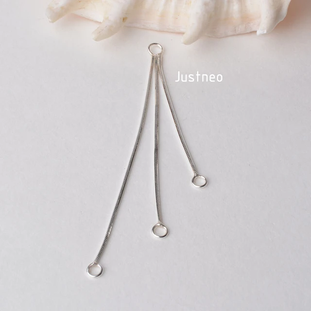 solid 925 Sterling Silver Chain 3 Strand Tassel Dangle Link Earring Connector sterling silver earring findings components