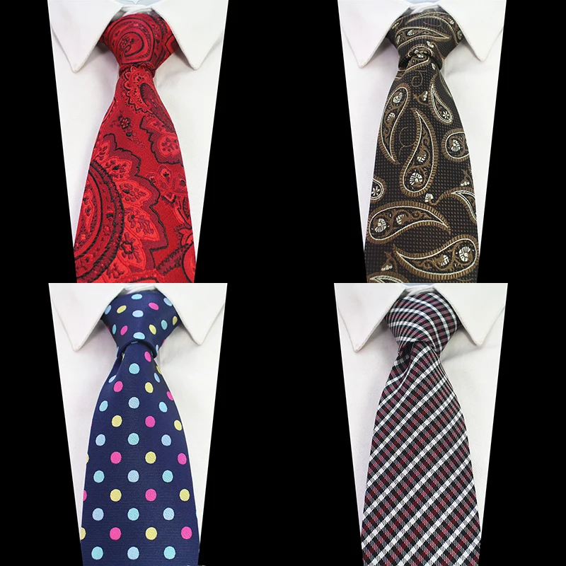 RBOCOTT New Fashion Silk Tie 8cm Brown Paisley Ties For Men Blue Floral Neck Ties Red Gradient Necktie For Wedding Business