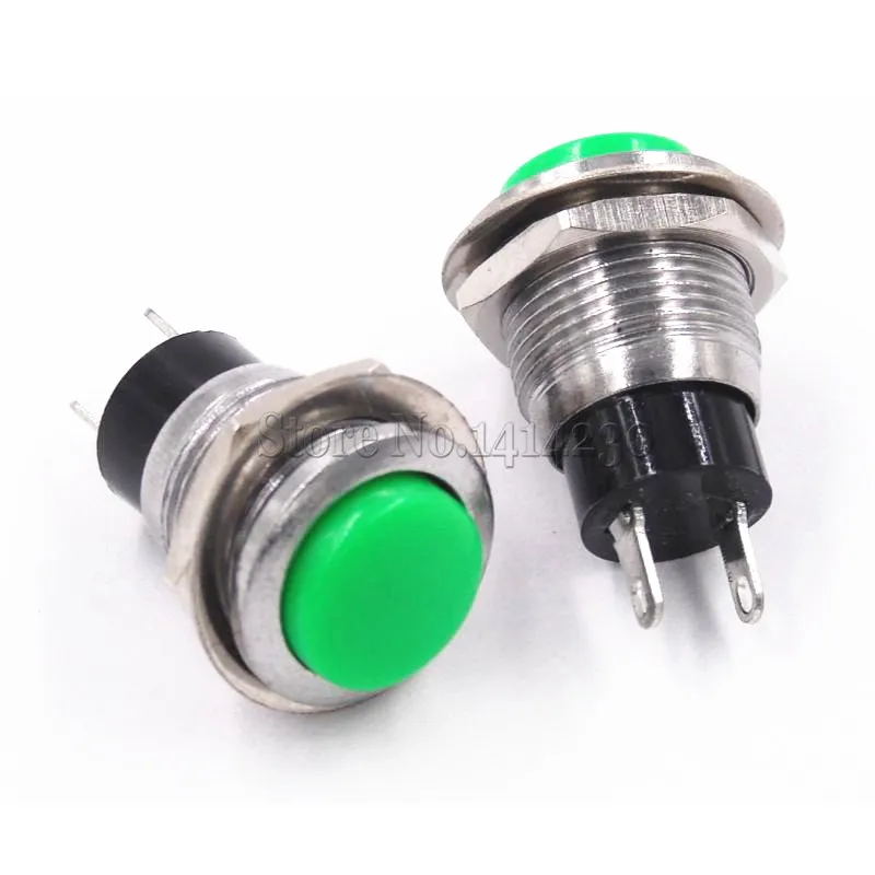 10PCS Green Reset Switch DS-318 12mm Mini Round Push Button Switch  Without Lock For Horn Doorbell 3A 125VAC