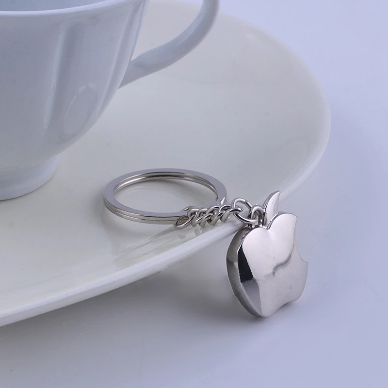 Fashion Silver Color Metal Apple Key Chain Custom Keychain Woman Bag Charms Chaveiros Personalizado Men Porte Clef Car Keyring