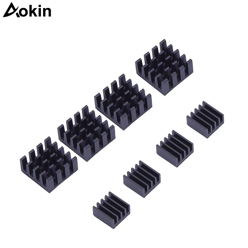 

Raspberry pi 4B heatsink, 8 piece black aluminum heat sink cooler cooling kit for raspberry pi 4B/3 Model B/B+