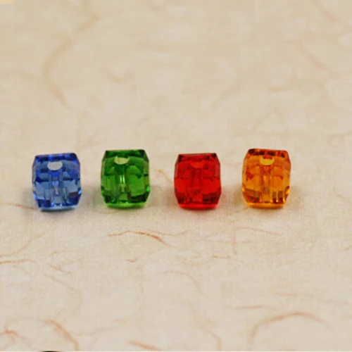 Hot Selling 40Pcs/lot Multicolor Squere Cube Faceted Crystal Glass Quartz 6x6mm Available Loose Spacer Beads CN-BBA007