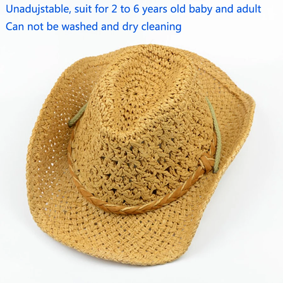 Sombrero de vaquero para niño y adulto, gorra de paja para playa, Posee, 2, 3, 4, 5, 6 y 7 años