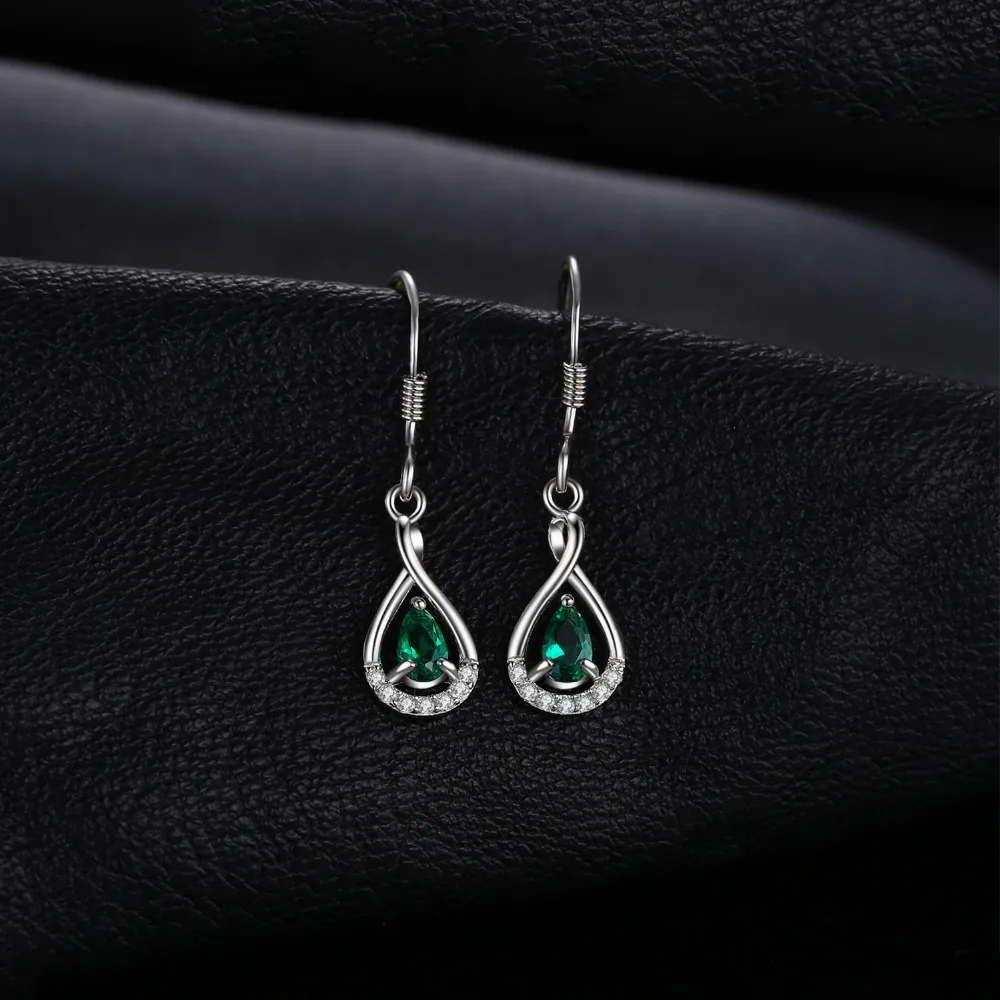 JewelryPalace Pear Simulated Nano Emerald 925 Sterling Silver Drop Earrings for Women Fashion Statement Green Gemstone Jewelry