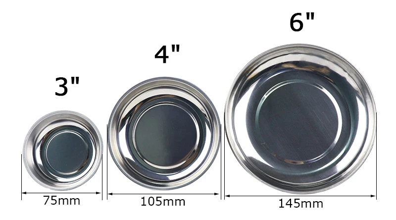 3 "/4"/6 "Magnetische Tablett Kreisförmige Magnetische Teile Schüssel Schraube Ablage Edelstahl Werkzeuge Tablett für Auto Saug Pad Werkzeuge – Detail 1