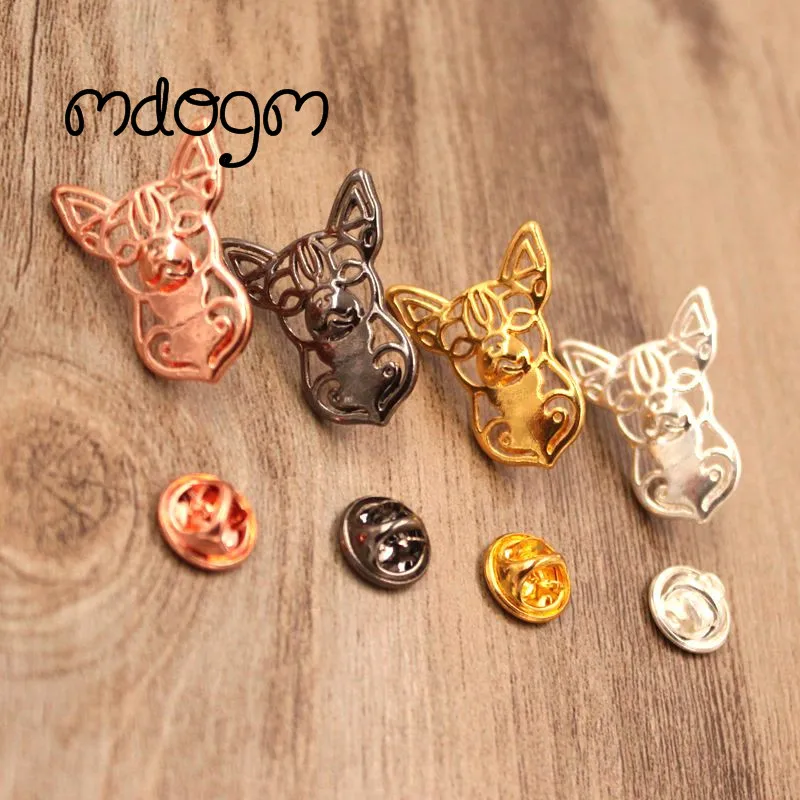 Mdogm Chihuahua Dog Animal Brooches And Pins  Suit Cute Funny Metal Small Father Birthday Fashion Gift For Male Men B034