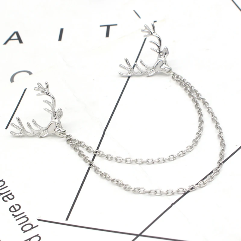 Vintage Style Jewelry Sheep Deer Head Women Tassel Women Tassel Chain Alloy Collar Pin Brooch Wholesale Christmas Gift Hot