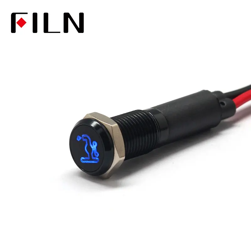 FILN 8mm  Car dashboard Faucet symbol led red yellow white blue green 12v led indicator light with 20cm cable