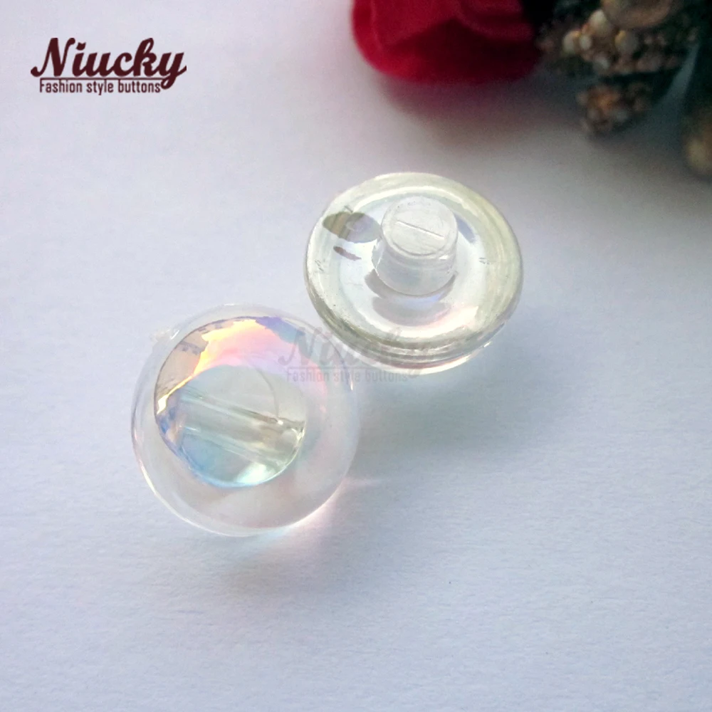 Niucky 10mm / 11mm AB Color Transparent Crystal Acrylic Ball Buttons for Wedding Sewing Craft Decorative Accessories A0301-014