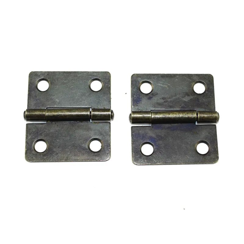 Bronze Small Iron Cabinet Door Hinge,Mini Door Butt Hinges For Wooden Box,4 Holes Hinge Bag Accessory,With Screws,36*38mm,20Pcs