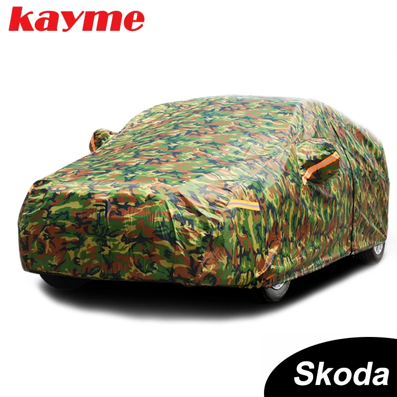 Kayme waterproof camouflage car covers outdoor sun protection cover for Skoda yeti superb rapid octavia 2 a5 a7 fabia