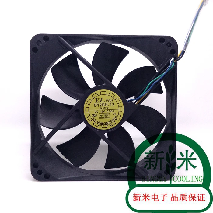 

USED Y.L.FAN 12025 D12BH-12 12V 0.30A 12CM 4lines double ball bearing ATX cooling fan