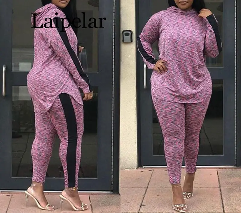 Laipelar Autumn Lady Hot Casual Women 2 Piece Set Solid Hooded Full Sleeve Full Length Age Reduction Women Set