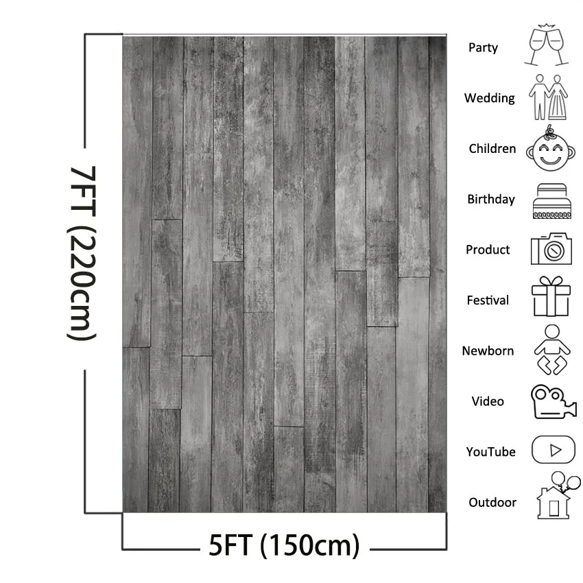 Dark Gray Rustic Wood Portrait Photography Backdrops Gray Wooden Floor Photo Studio Backdrop Photobooth Background Prop