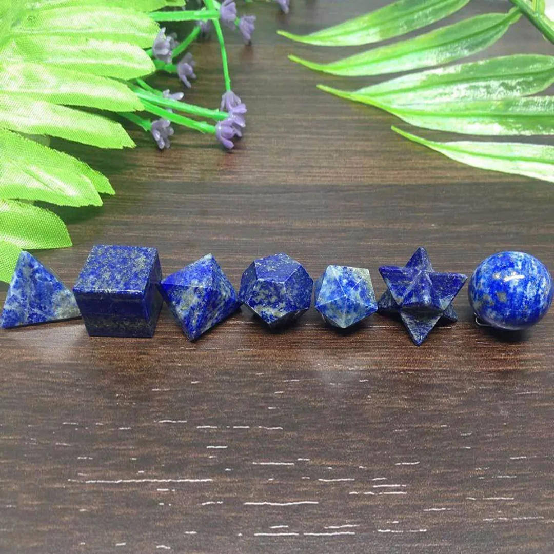 

DIY 7pcs Lapis Lazuli Platonic Solids Geometric Set Chakra Reiki Healing Crystal