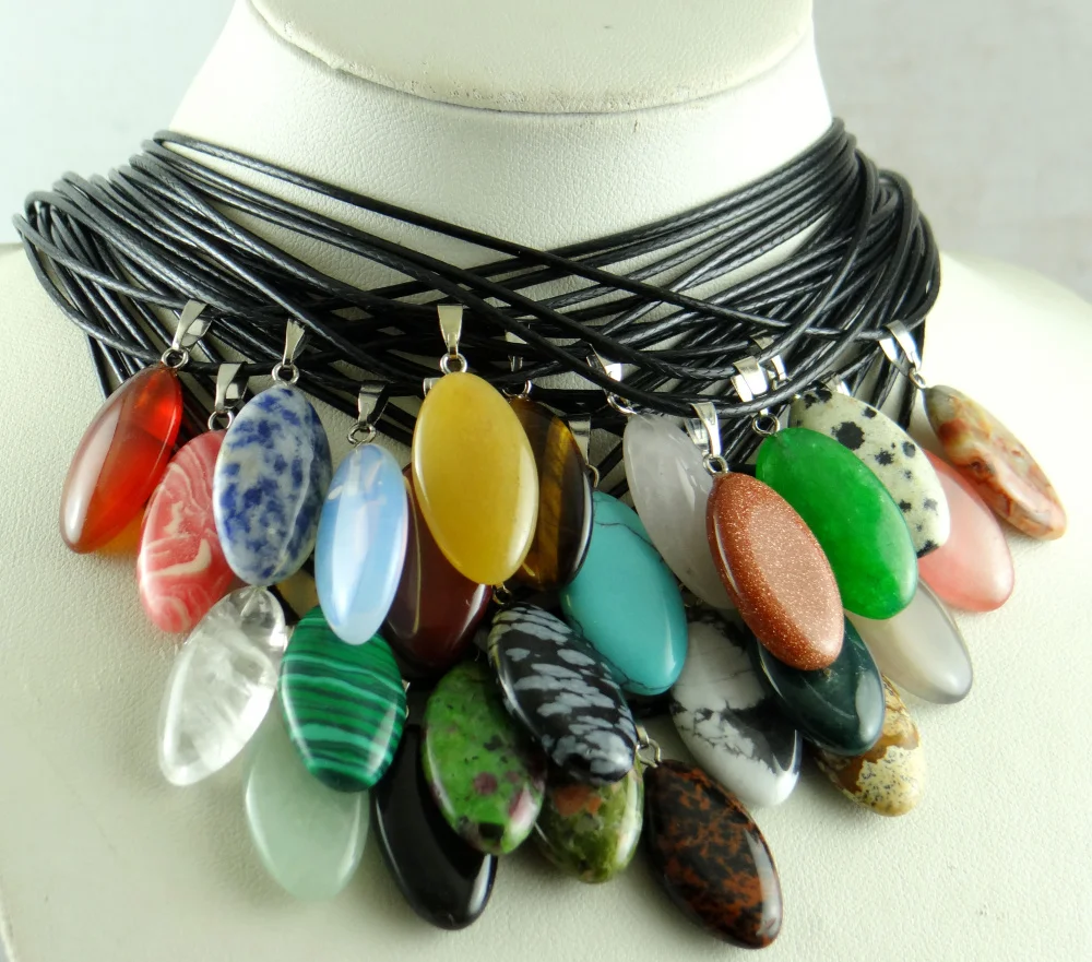 Natural Stone Crystal Quartz lapis Opal Turquoises tiger eye for diy charms Pendant Jewelry making necklace Accessories