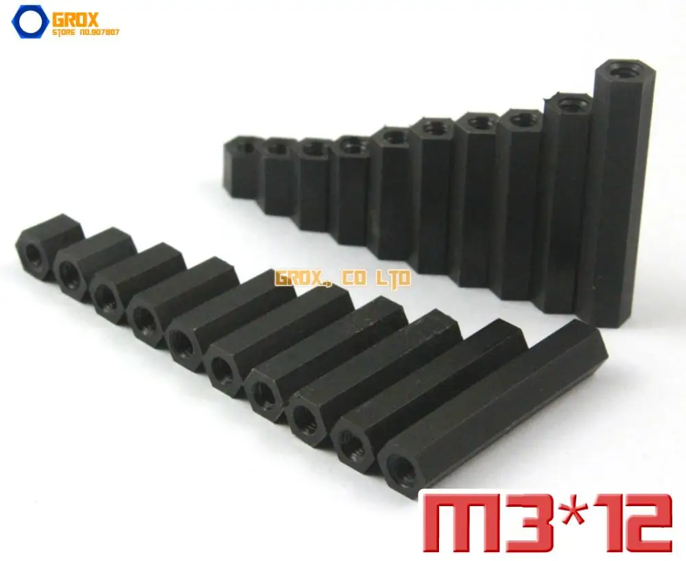 

200 Pieces Black Nylon M3 x 12mm Female PCB Motherboard Standoff Spacer