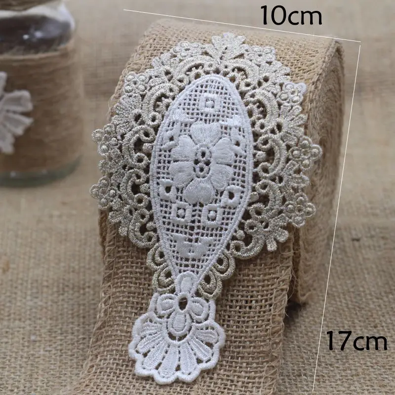 MLAEY 5PCS Lace Trim Quality Cotton Patch Badge Embroidered Lace Fabric Applique DIY Clothes Stickers