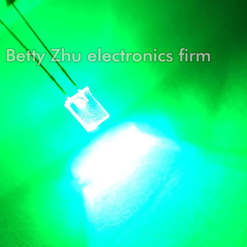 1000PCS/LOT LED light-emitting diode square 2 * 5 * 7mm transparent shell highlighted hair emerald green light water clear