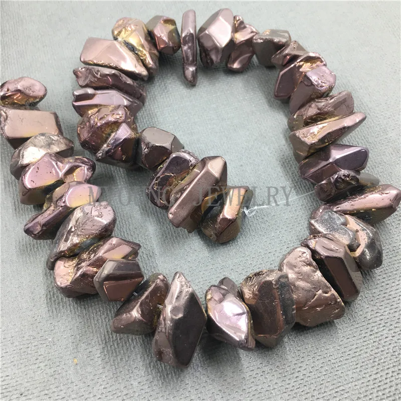 Freeform Smooth Crystal Quartz Titanium Bronze Brown Beads,Polished Nugget Point Beads,Raw Quartz Nugget Hole Beads MY0781