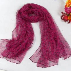 [BYSIFA] Floral Pattern Women Long Silk Scarf Tippet Printed 170*105cm Fashion Rose Red Brand 100% Pure Silk Shawl For Autumn