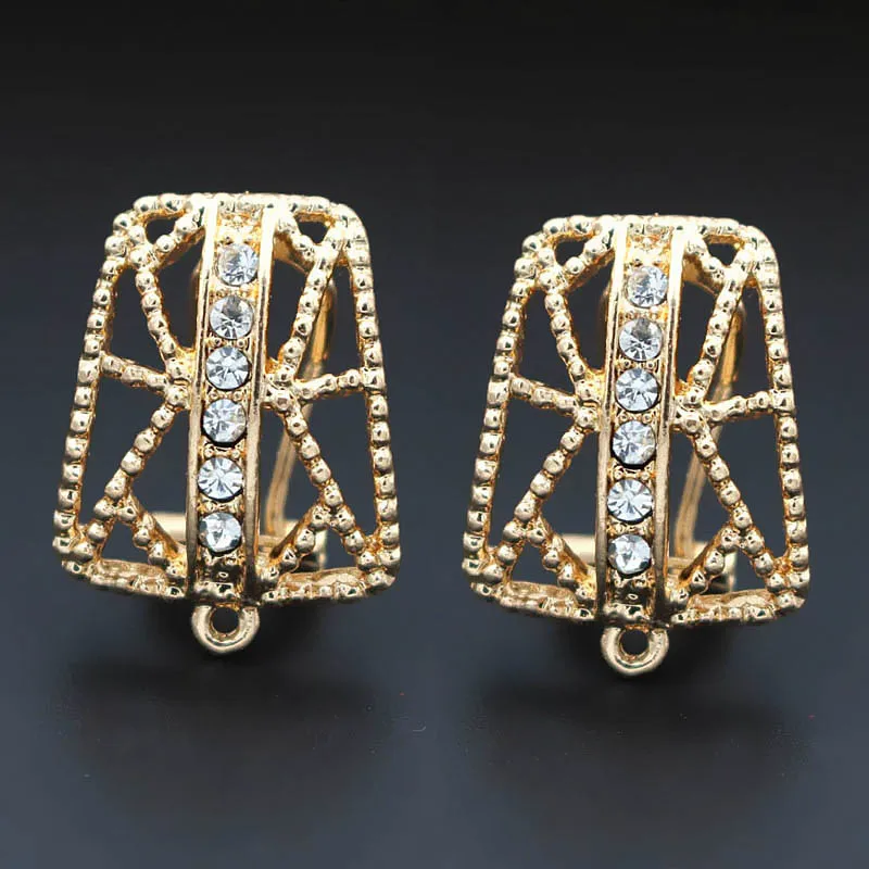 

African Earrings Post Clip Back with Loop Connector Rhinestone Paved Findings DIY Indian Ethiopian Women Wedding Jewelry Making