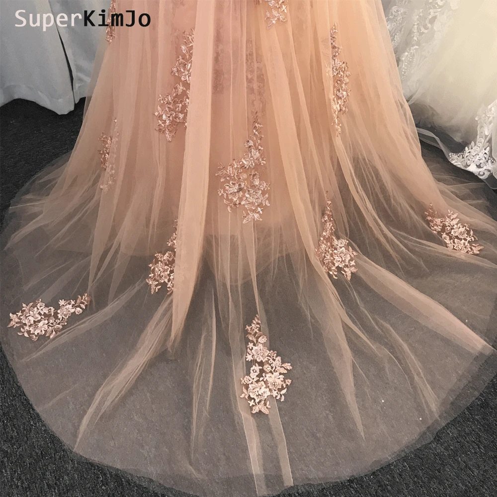 detachable prom dresses real picture sheer crew neckline lace appliques beading sequins pink evening dresses gowns